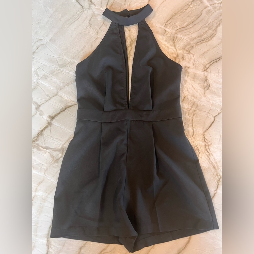 Missguided Deep-V Black Romper